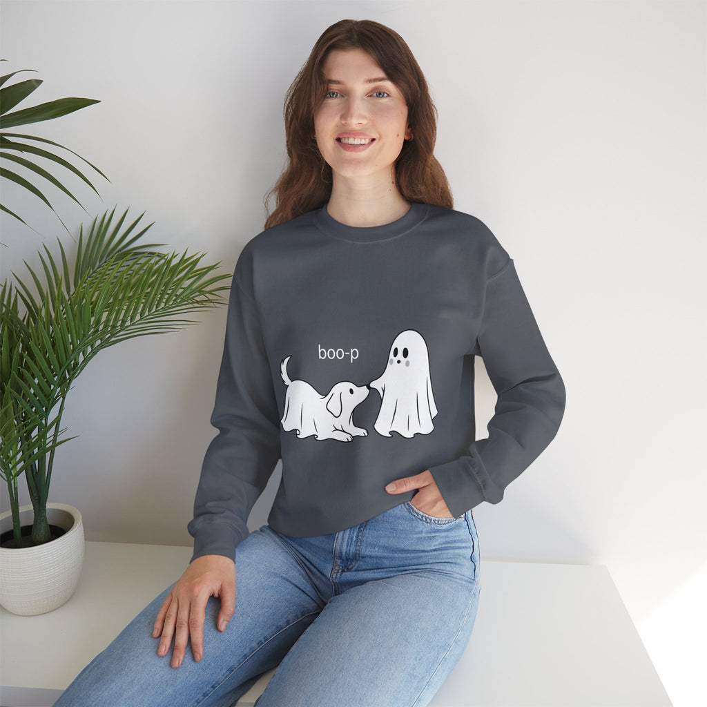 Ghost Dog 'Boop' Crewneck Sweatshirt | Cute Halloween Puppy Design