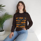 Vintage Halloween Bats sweatshirt | Distressed Bat Trio, Orange Stripes