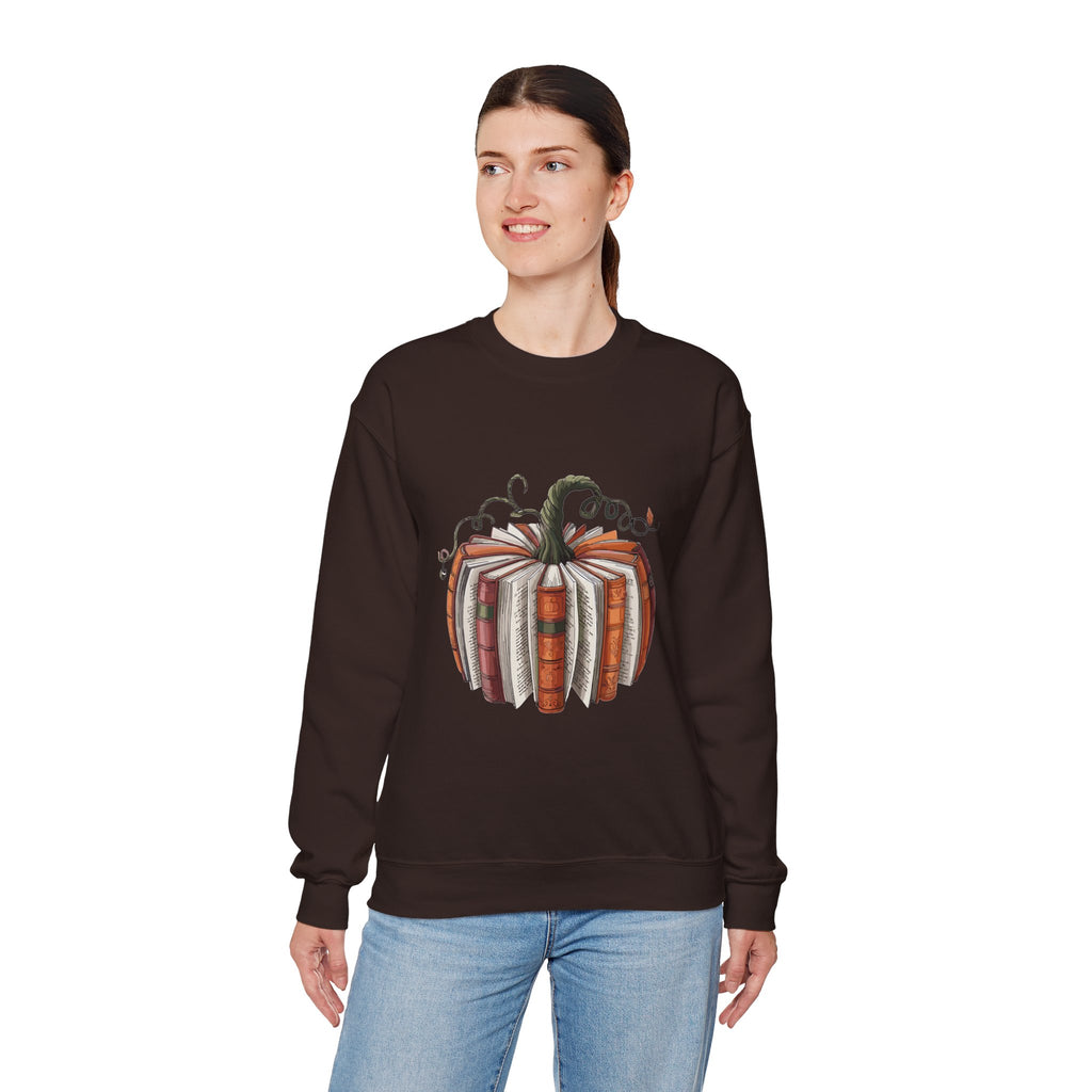 Book Stack Pumpkin Sweatshirt | Autumn Reading Fall Decor
