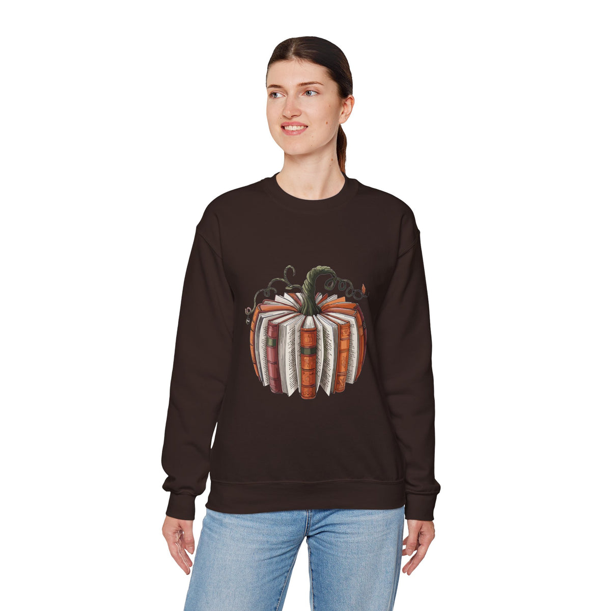 Book Stack Pumpkin Sweatshirt | Autumn Reading Fall Decor