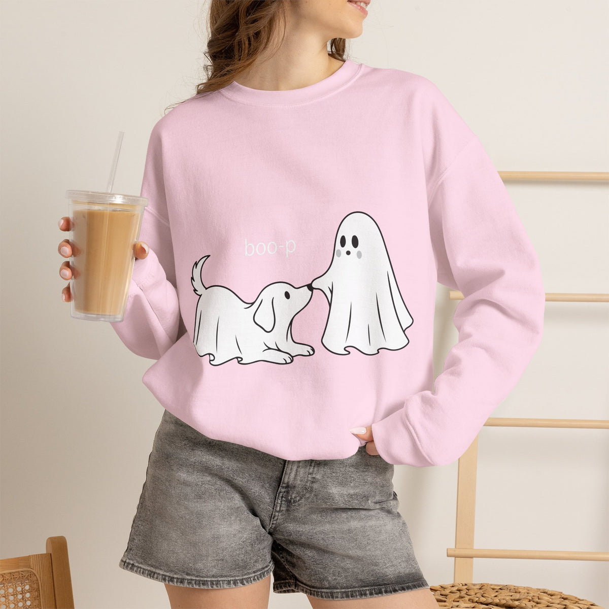 Ghost Dog 'Boop' Crewneck Sweatshirt | Cute Halloween Puppy Design