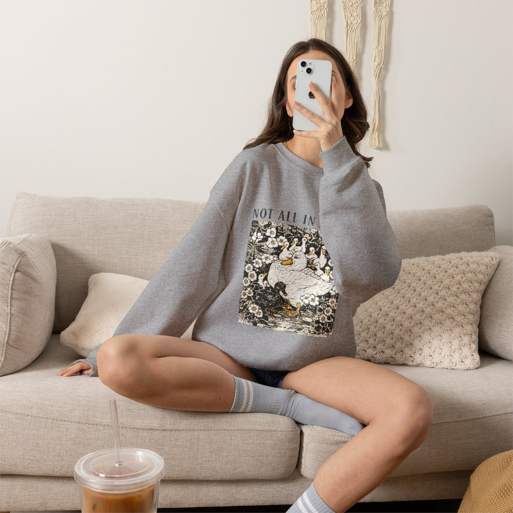 Not All In A Row Sweatshirt, Funny Duck Sweatshirt, Vintage Duckling Crewneck, Duck Lover Gift, Cute Farm Animal Shirt, Gift for Her