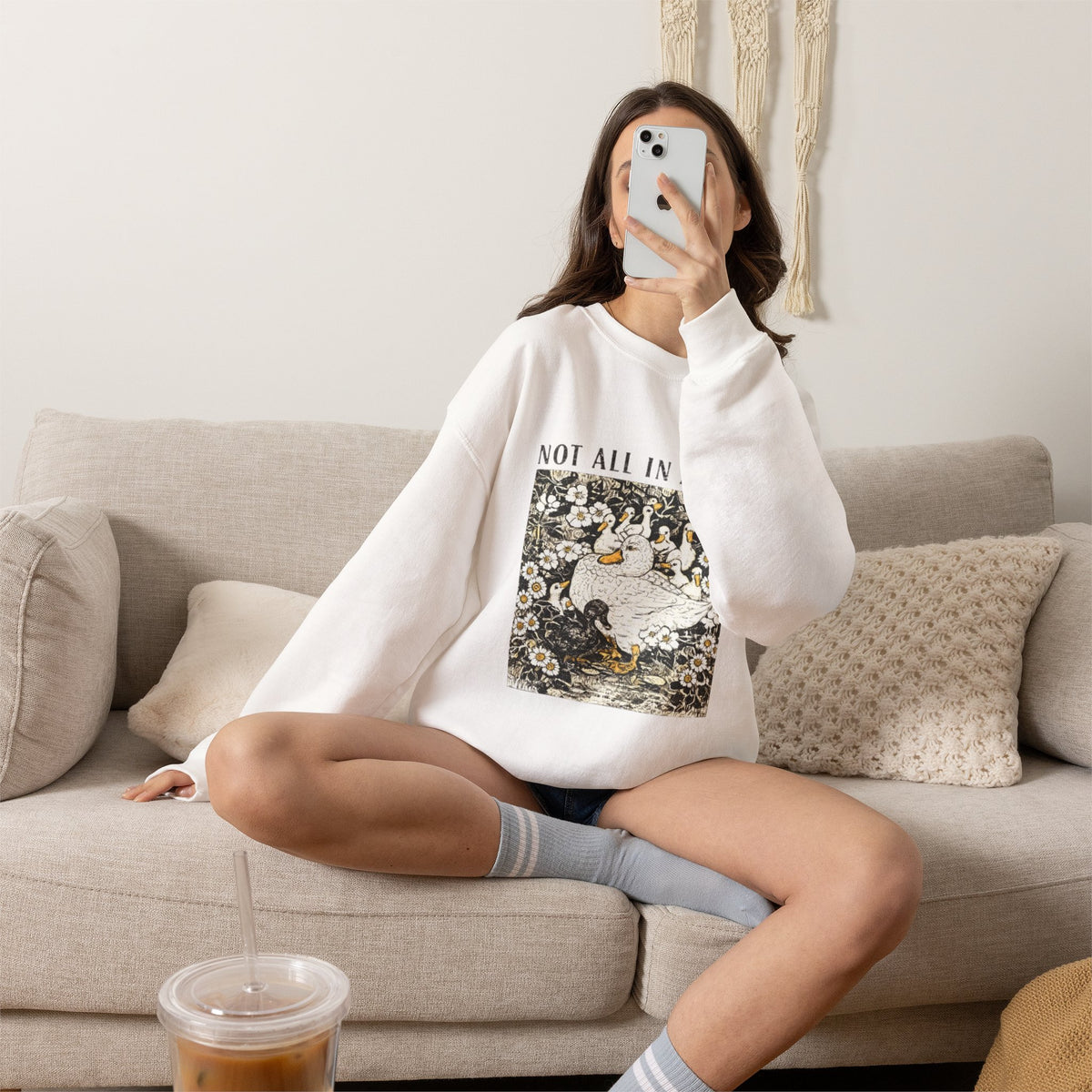 Not All In A Row Sweatshirt, Funny Duck Sweatshirt, Vintage Duckling Crewneck, Duck Lover Gift, Cute Farm Animal Shirt, Gift for Her