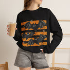 Vintage Halloween Bats sweatshirt | Distressed Bat Trio, Orange Stripes