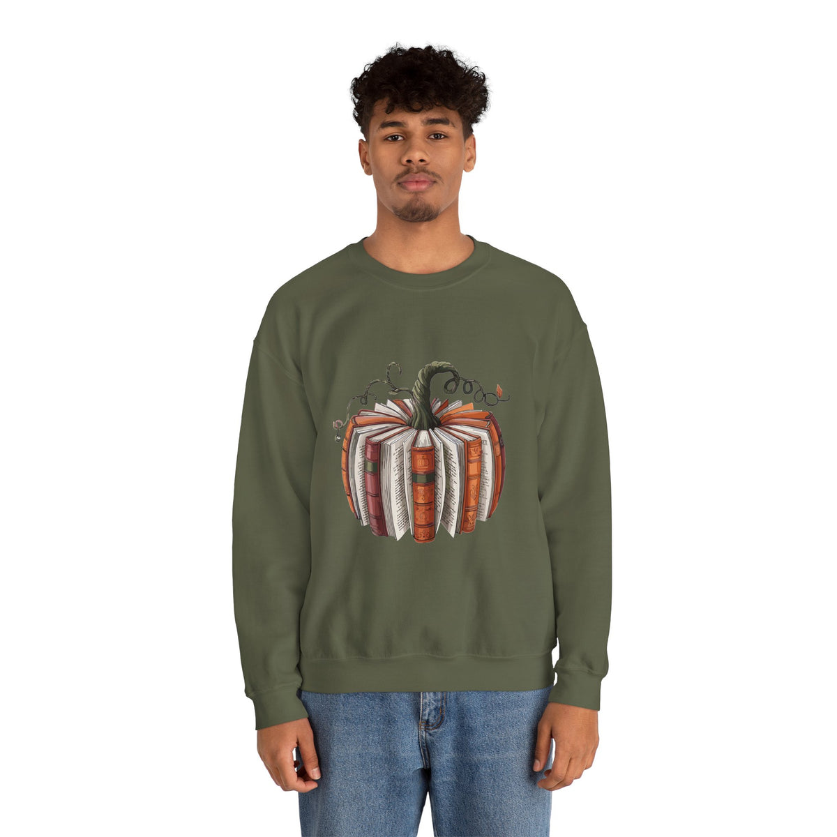 Book Stack Pumpkin Sweatshirt | Autumn Reading Fall Decor