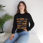 Vintage Halloween Bats sweatshirt | Distressed Bat Trio, Orange Stripes
