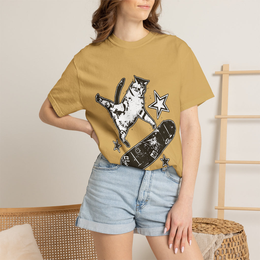 Vintage Y2K Skateboard Cat Shirt 90s aesthetic vintage kitten tee, mori kei top, rockstar gf aesthetic, retro grunge coquette skater
