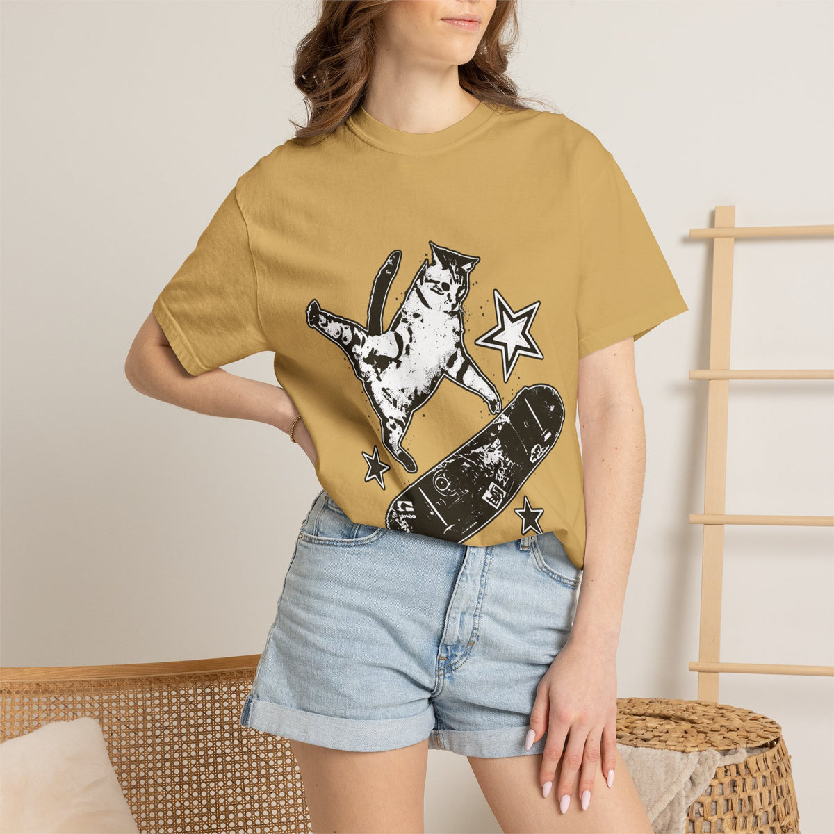 Vintage Y2K Skateboard Cat Shirt 90s aesthetic vintage kitten tee, mori kei top, rockstar gf aesthetic, retro grunge coquette skater