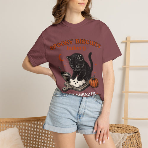 Comfort Colors® Kitty Biscuits Tee Spooky Season, Halloween Black Cat, Fall Shirt Vintage Baking Pumpkin Cat Lover Goft