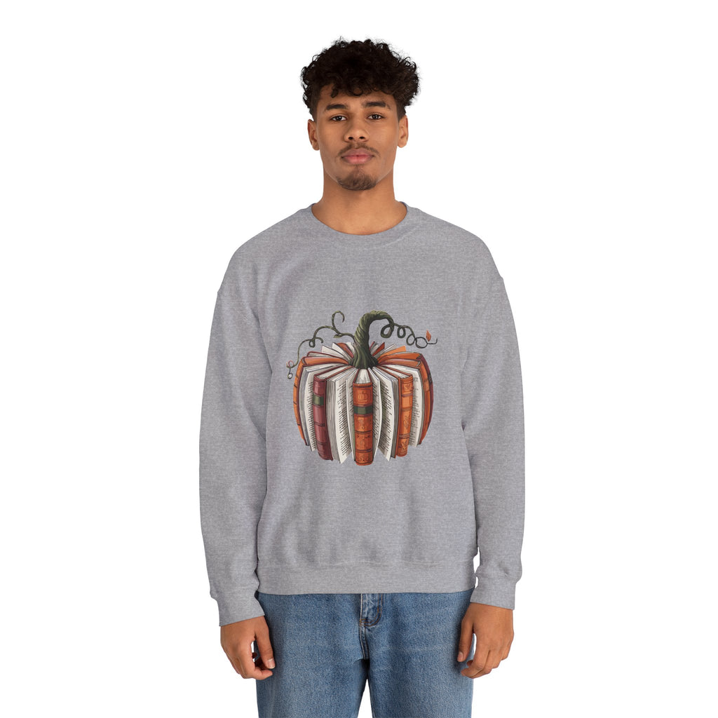 Book Stack Pumpkin Sweatshirt | Autumn Reading Fall Decor
