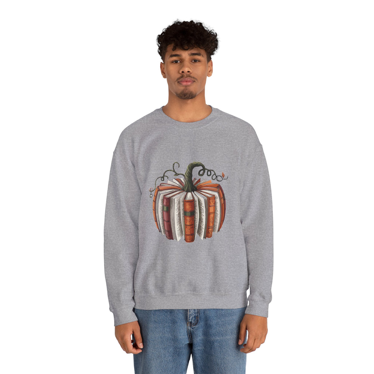 Book Stack Pumpkin Sweatshirt | Autumn Reading Fall Decor