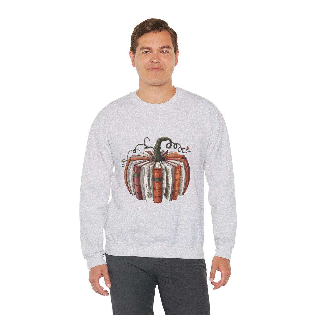 Book Stack Pumpkin Sweatshirt | Autumn Reading Fall Decor