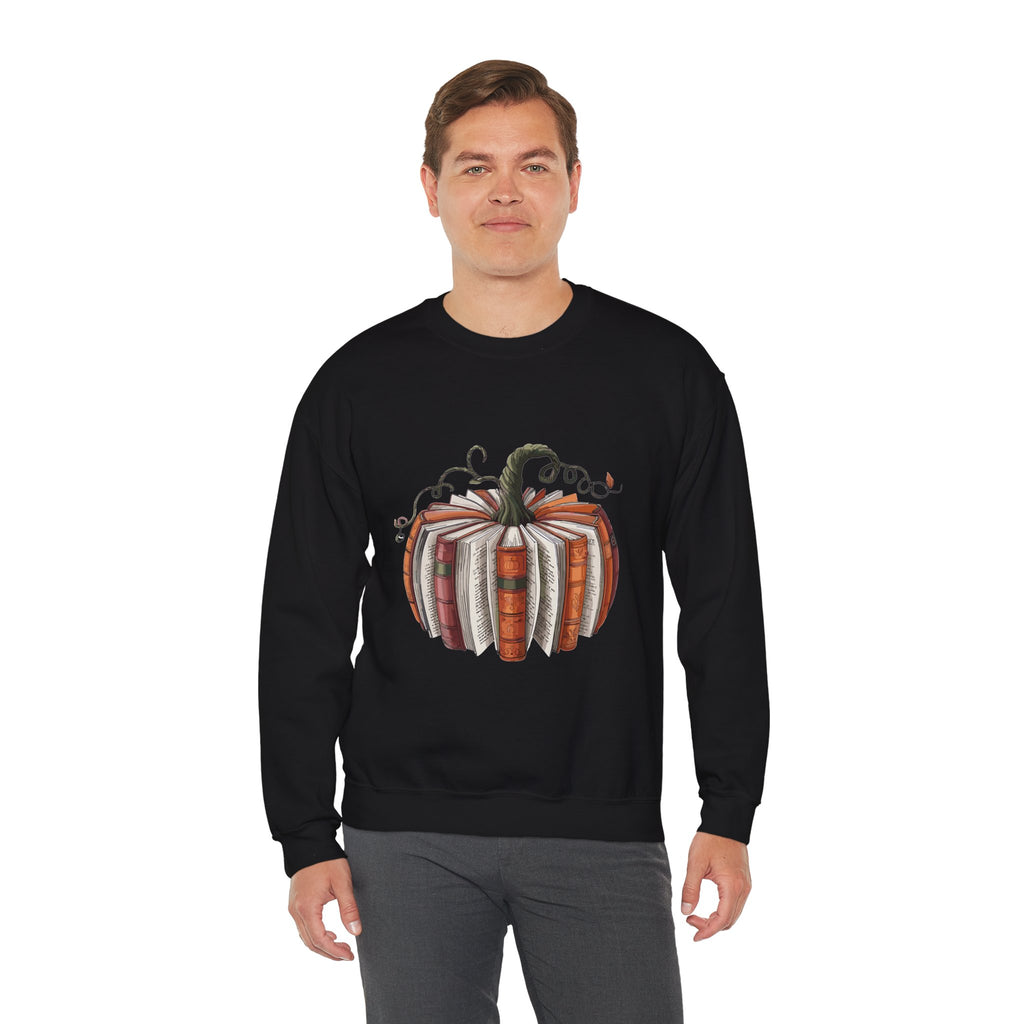 Book Stack Pumpkin Sweatshirt | Autumn Reading Fall Decor