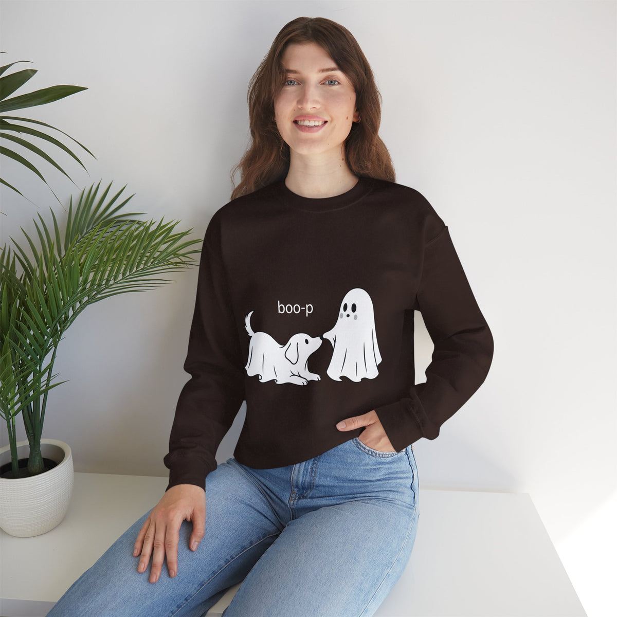 Ghost Dog 'Boop' Crewneck Sweatshirt | Cute Halloween Puppy Design