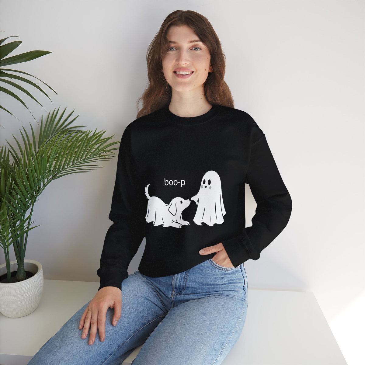Ghost Dog 'Boop' Crewneck Sweatshirt | Cute Halloween Puppy Design
