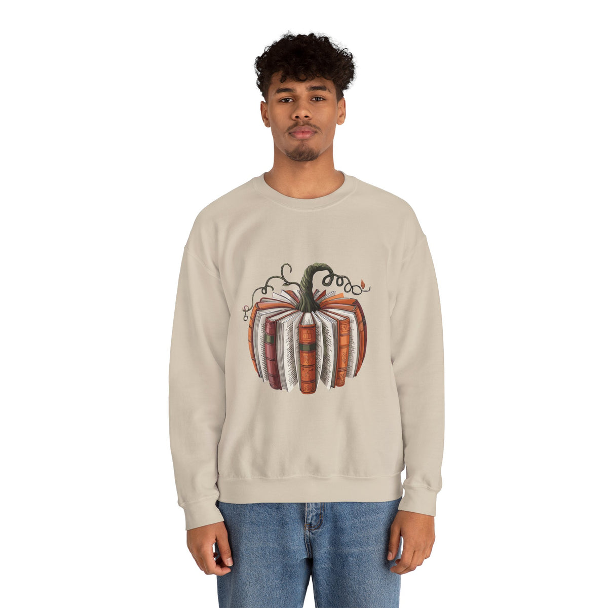 Book Stack Pumpkin Sweatshirt | Autumn Reading Fall Decor