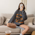 Vintage Halloween Bats sweatshirt | Distressed Bat Trio, Orange Stripes