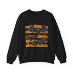 Vintage Halloween Bats sweatshirt | Distressed Bat Trio, Orange Stripes