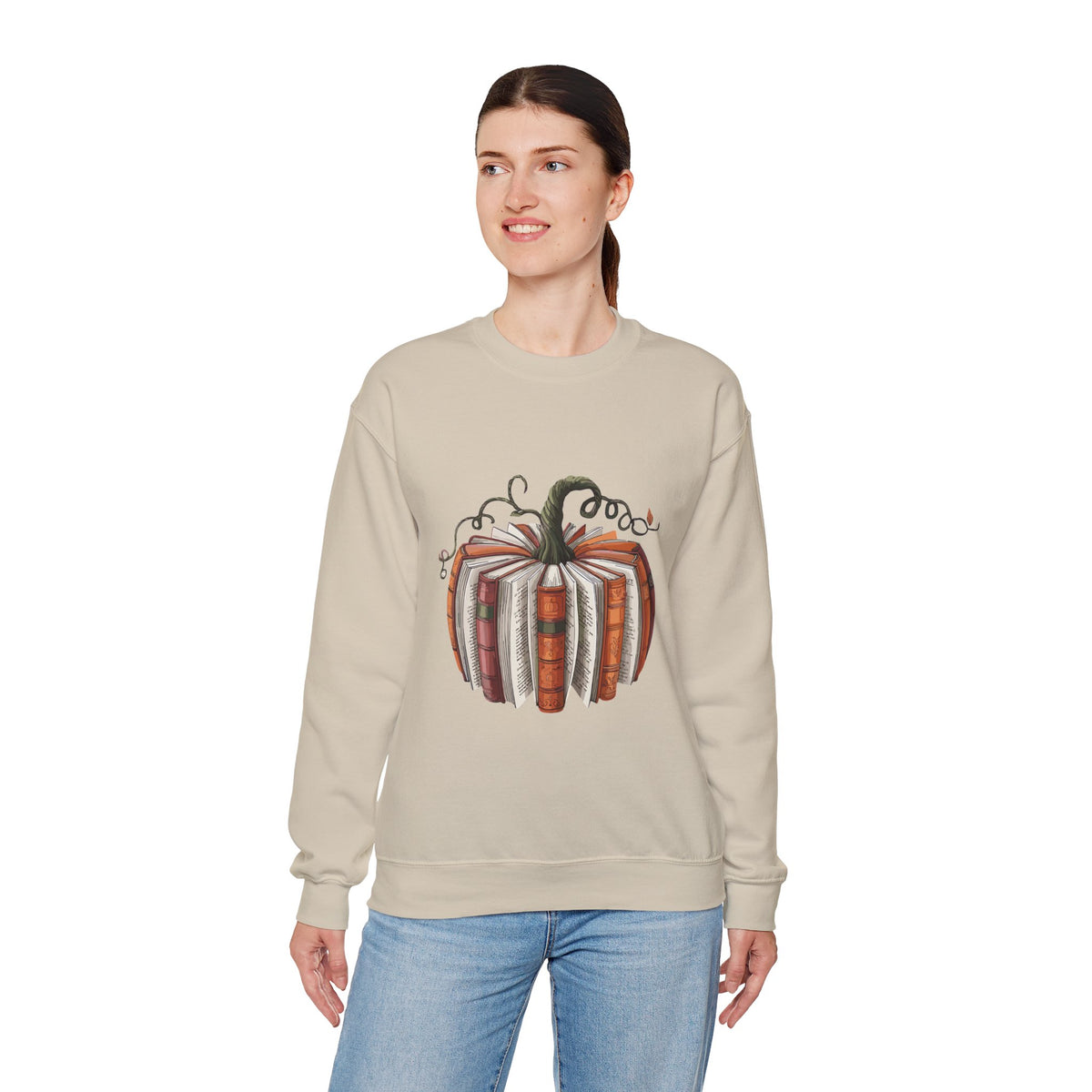 Book Stack Pumpkin Sweatshirt | Autumn Reading Fall Decor
