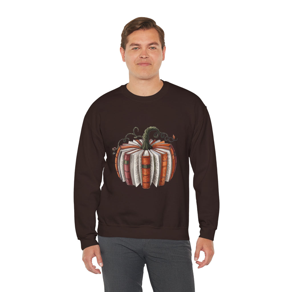 Book Stack Pumpkin Sweatshirt | Autumn Reading Fall Decor