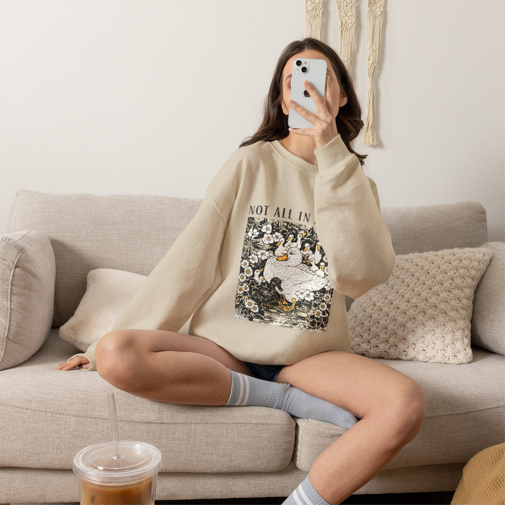 Not All In A Row Sweatshirt, Funny Duck Sweatshirt, Vintage Duckling Crewneck, Duck Lover Gift, Cute Farm Animal Shirt, Gift for Her