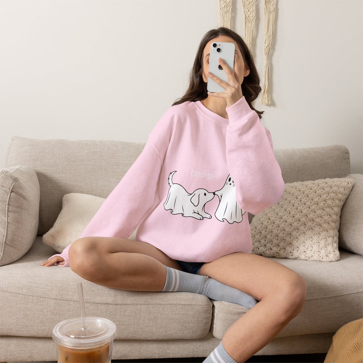 Ghost Dog 'Boop' Crewneck Sweatshirt | Cute Halloween Puppy Design