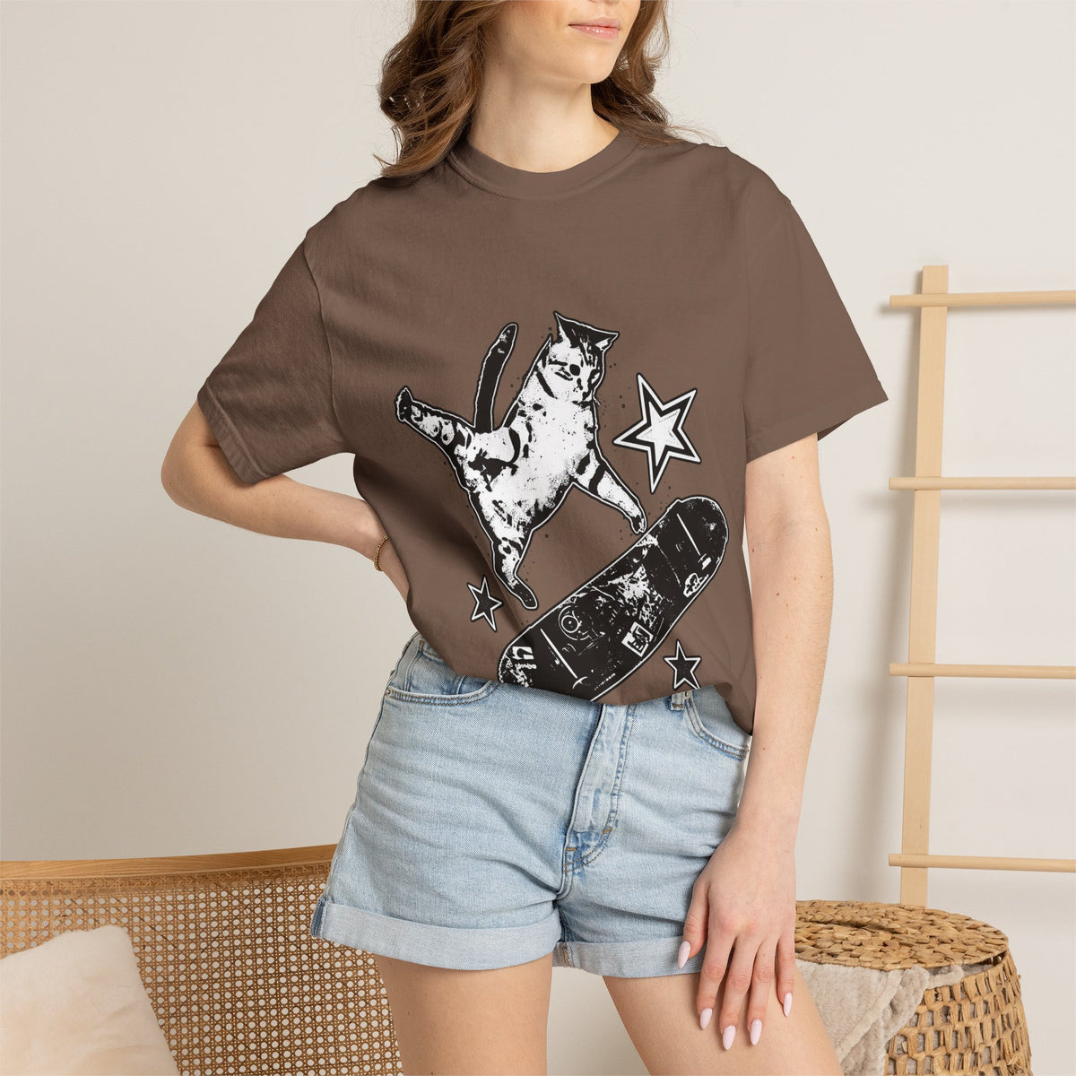Vintage Y2K Skateboard Cat Shirt 90s aesthetic vintage kitten tee, mori kei top, rockstar gf aesthetic, retro grunge coquette skater